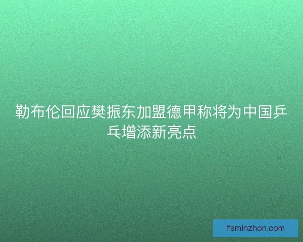 勒布伦回应樊振东加盟德甲称将为中国乒乓增添新亮点